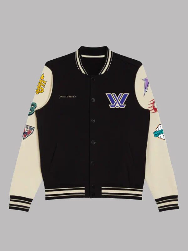 PWHL Peace Collective Own the Ice Letterman Jacket Black and White
