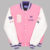 PWHL x Barbie x Peace Collective Letterman Jacket Pink and White