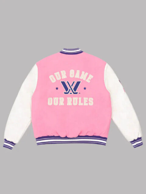 PWHL x Barbie x Peace Collective Letterman Varsity Jacket