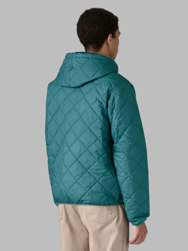 Patagonia Mens Diamond Quilted Blue Bomber Hooded Jacket