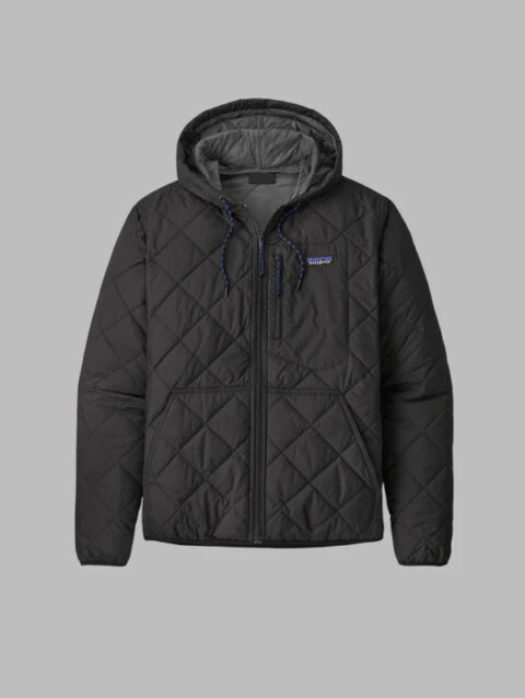 Patagonia Mens Diamond Quilted Bomber Hooded Jacket Black