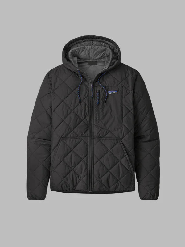 Patagonia Mens Diamond Quilted Bomber Hooded Jacket Black