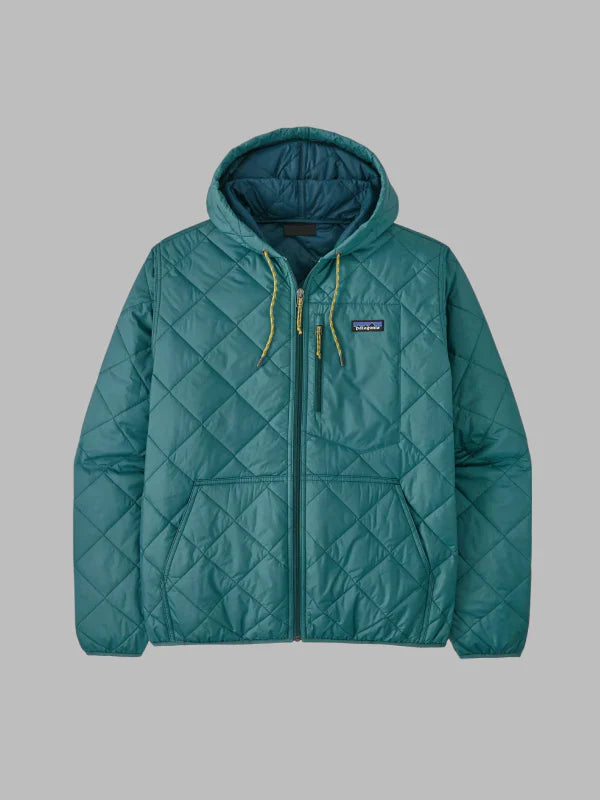 Patagonia Mens Diamond Quilted Bomber Hooded Jacket Blue