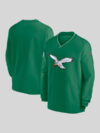 Philadelphia Eagles Kelly Green Sideline Throw back Logo Long-Sleeve V-Neck Windshirt
