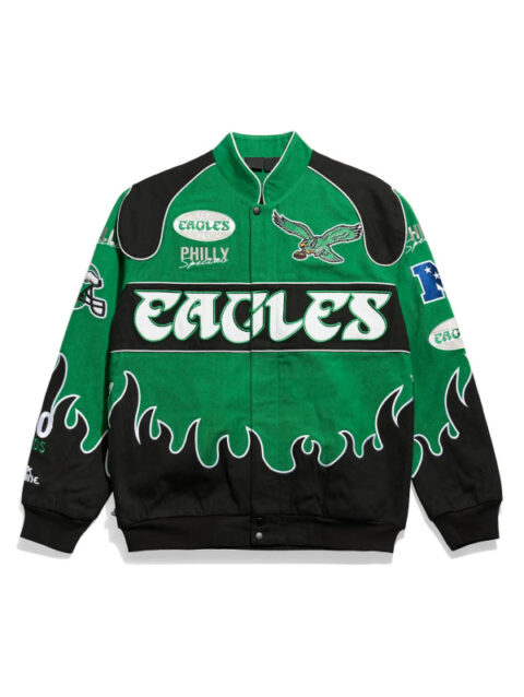 Philadelphia Eagles Racing Jacket Kelly Green