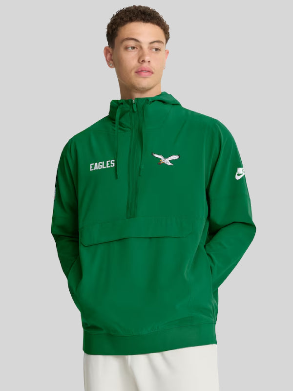 Philadelphia Eagles Sideline Alt Pack Anorak Half-Zip Hoodie Jacket Kelly Green