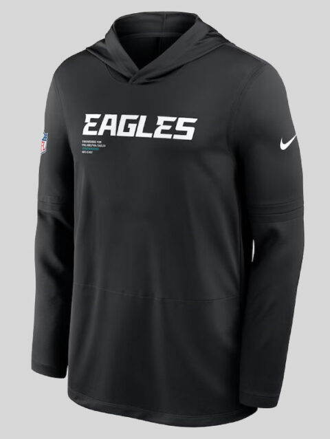 Philadelphia Eagles Sideline Pure Fury Performance Long Sleeve Hoodie T-Shirt Black