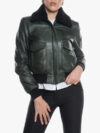 Pilot Green Sheepskin Collar Jacket