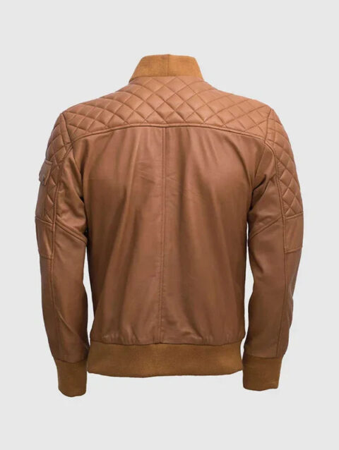 Quilted Tan Brown Bomber Jacket