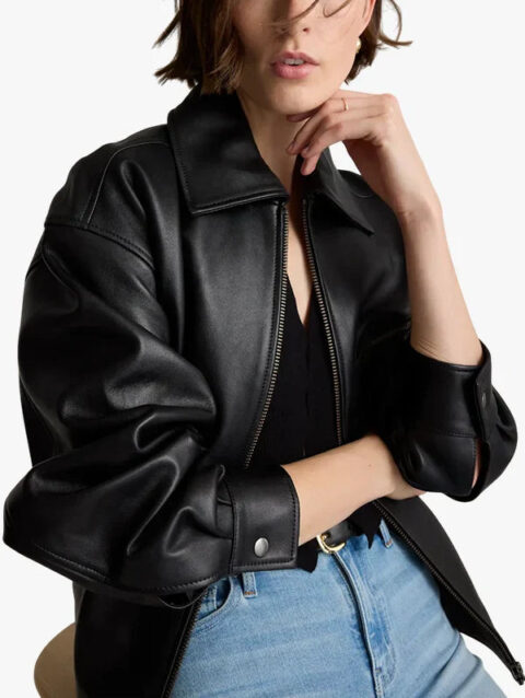 Quince Leather Oversized Bomber Jacket