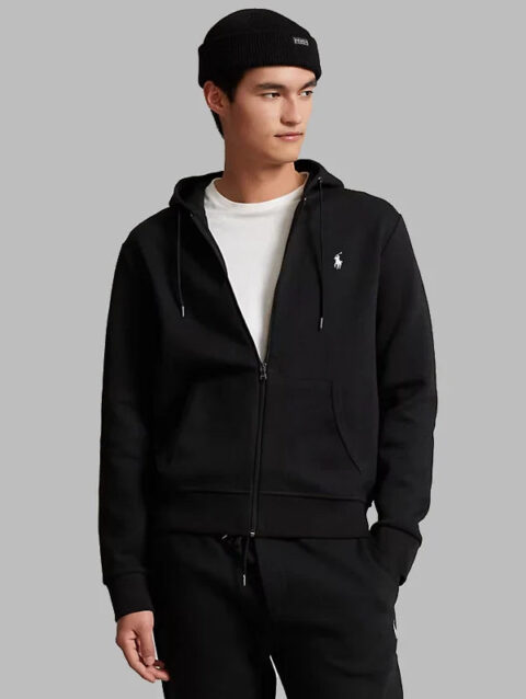 Ralph Lauren Polo Double-Knit Full-Zip Hoodie Black