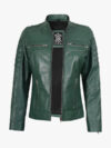 Real Green Biker Jacket For Women