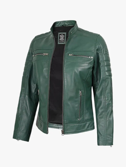 Real Green Biker Jacket Women