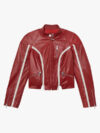 Redline Bolt High-Collar Leather Biker Jacket