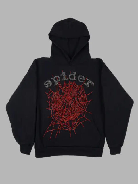 Rhinestone Spider Hoodie Black