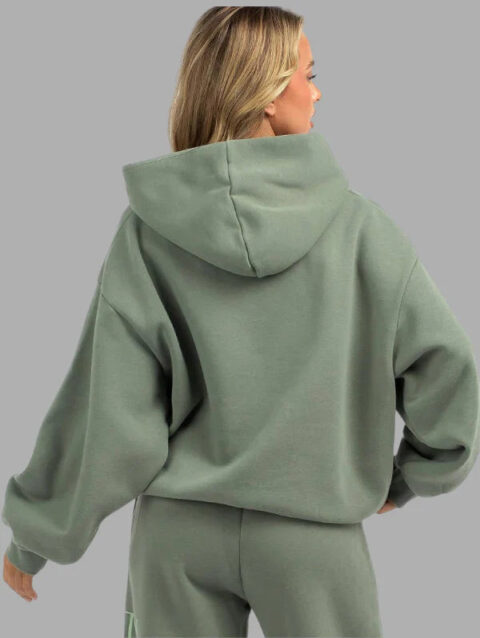 Rusty Signature Oversized Fleece Hoodie Green