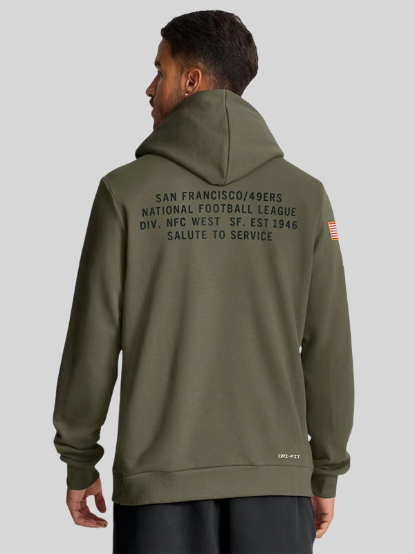 San Francisco 49ers Nike 2025 Salute to Service Sideline Standard Issue Dri FIT Hoodie