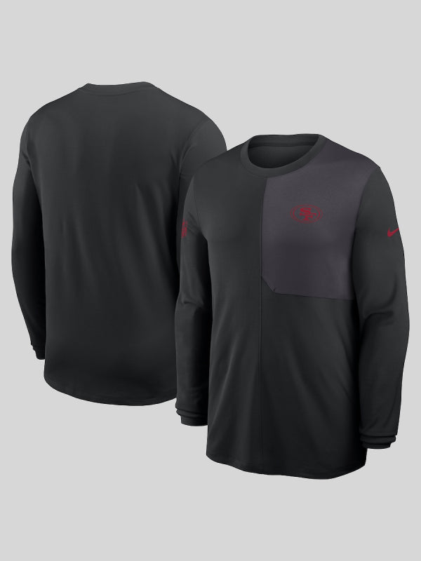 San Francisco 49ers Sideline Coach Men_s Nike Dri-FIT NFL Long-Sleeve Top Black