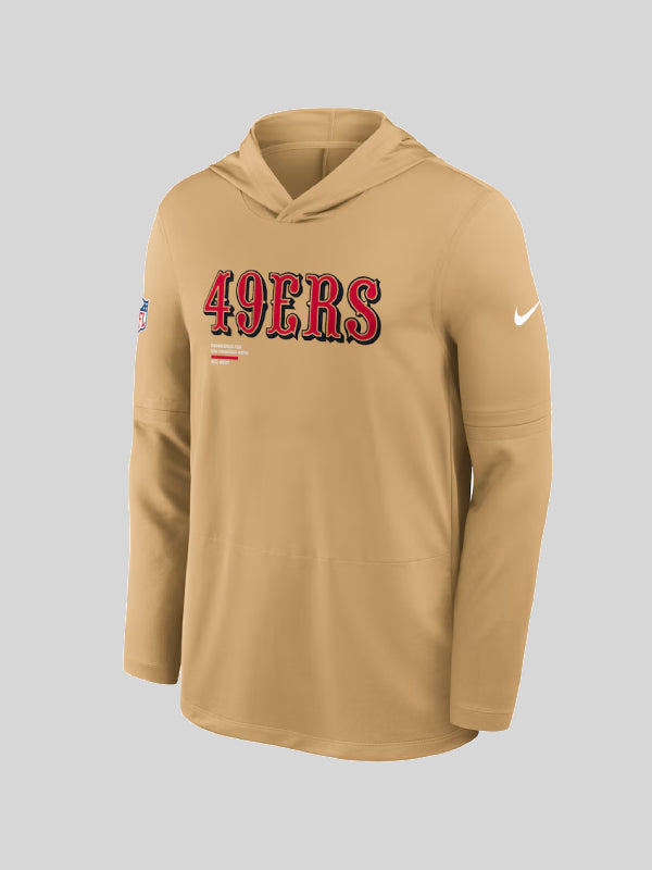 San Francisco 49ers Sideline Pure Fury Performance Long Sleeve Hoodie T-Shirt Gold