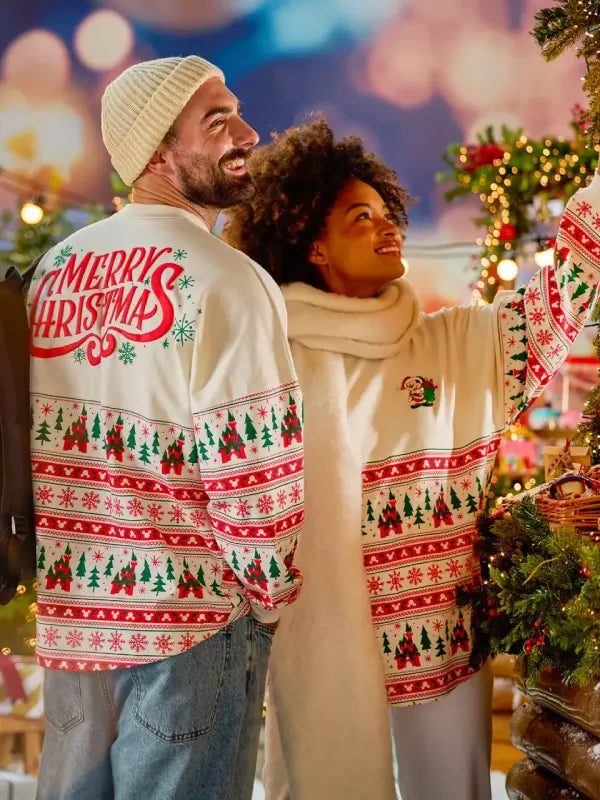 Santa Mickey Mouse Disney Merry Christmas Fair Isle Spirit Jersey Sweatshirt