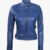 Saoirse Ladies Blue Cafe Racer Leather Jacket