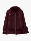 Shearling Buckle Detail Zip Through Coat