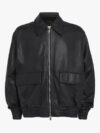 Studio Nicholson Leather Piston Bomber Jacket Black