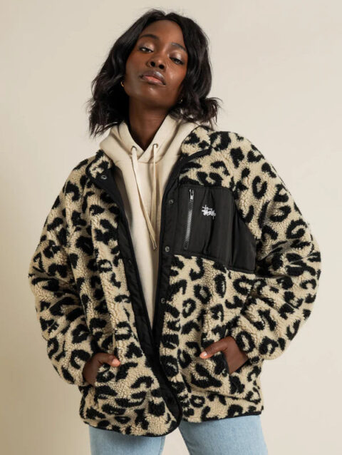 Stussy Ventura Sherpa Jacket Leopard