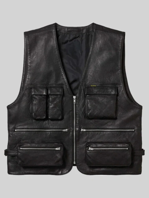 Supreme Leather Cargo Vest Black