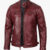 Tall Men's Real Leather Burgundy Biker Jacket