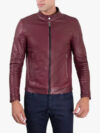 Ted Bordeaux Leather Biker Jacket