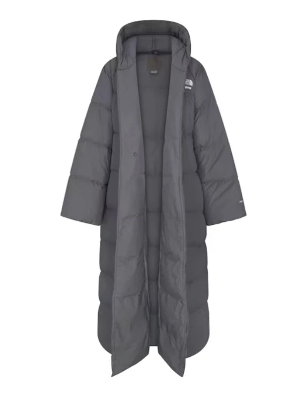 The North Face x Skims Nuptse Wrap Grey Parka Coat