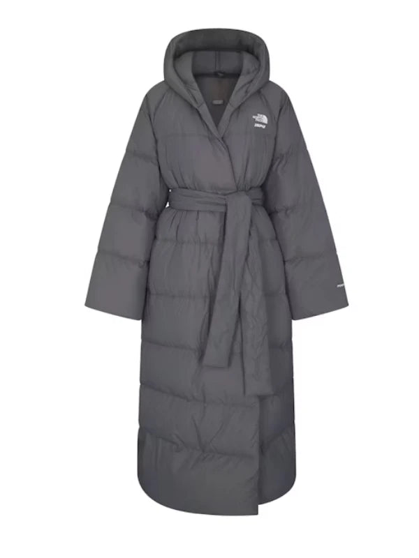 The North Face x Skims Nuptse Wrap Parka Coat Grey