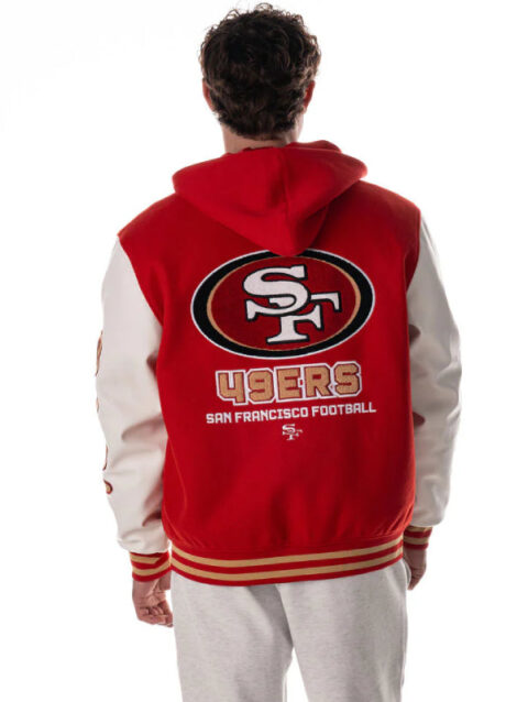 The Wild Collective 49ers Hooded Varsity Jacket