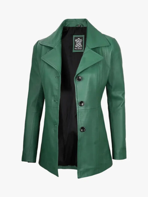 Three Button Green Blazer For Women