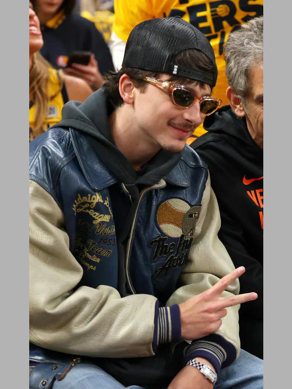 Timothee Chalamet Vintage 90s Avirex Varsity Jacket Blue