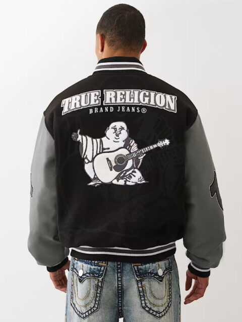 True OG Boxy Black Varsity Jacket