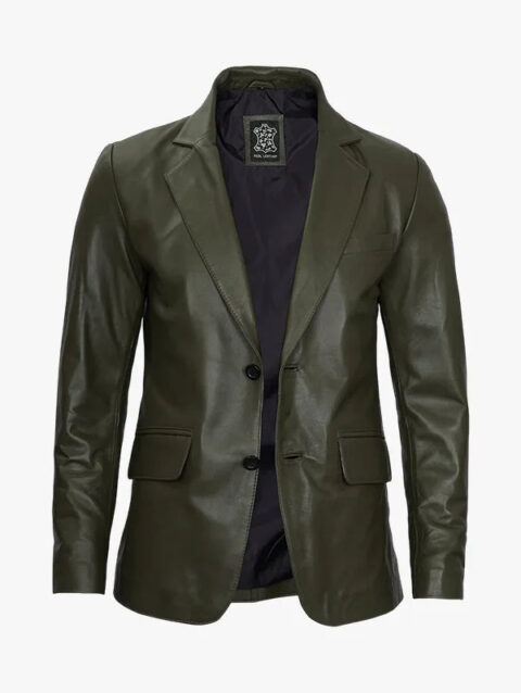 Two Button Leather Blazer Mens Style