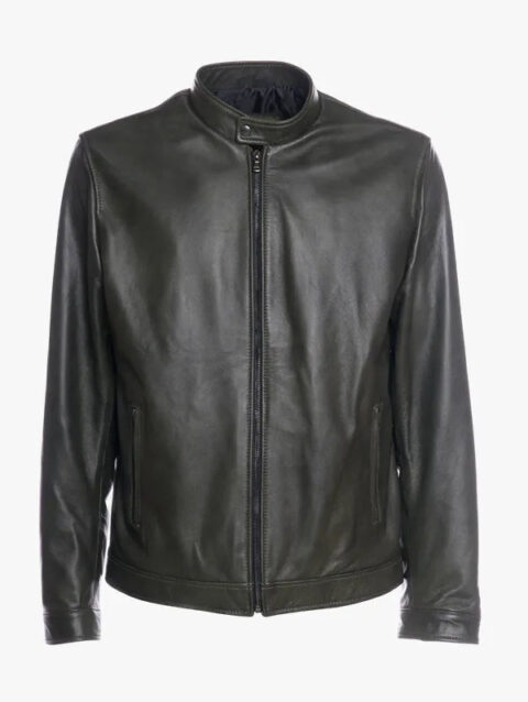 U010 Mens Green Leather Jacket