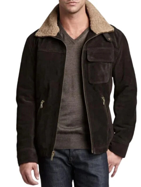 Ugg Belfast Suede Bomber Jacket Brown