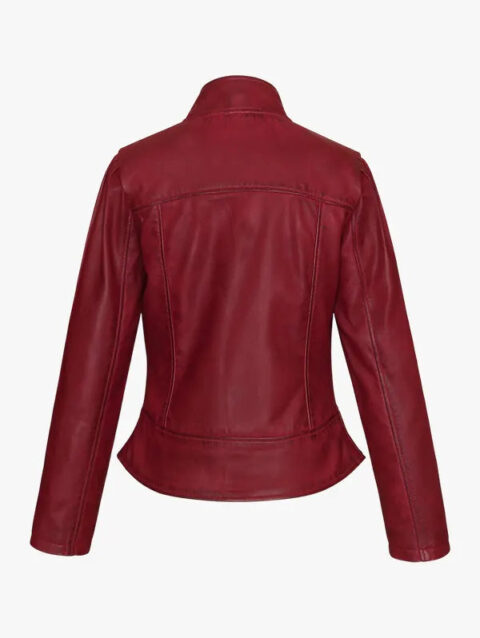 Vance Leathers' Ladies Premium Soft Lightweight Burgundy Fitted Leather Jacket