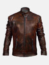Vintage Brown Leather Waxed Jacket