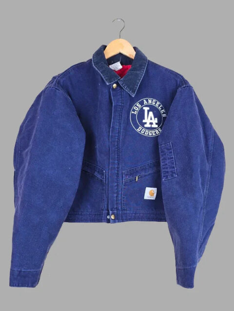 Vintage Carhartt X LA Dodgers Cropped Jacket Denim Blue