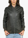 Vittoria Womens Green Bomber Zip-Up Jacket