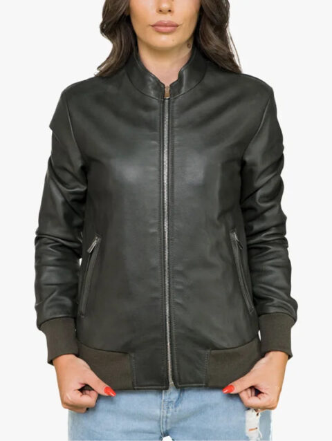 Vittoria Womens Green Bomber Zip-Up Jacket