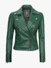 Women Green Motorcycle Jacket