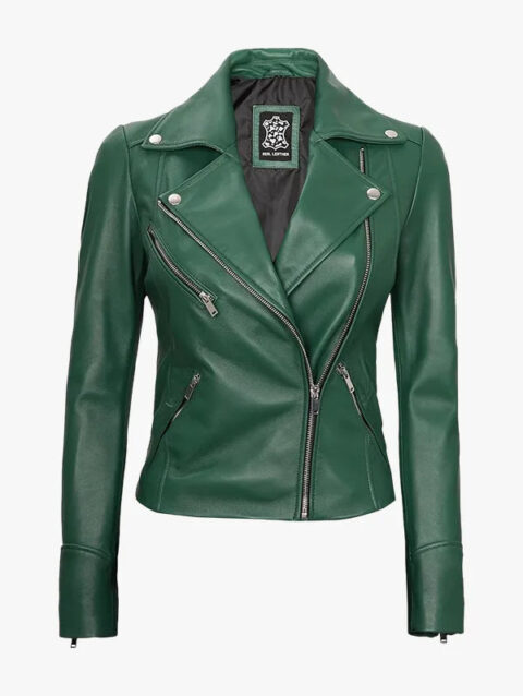Women Green Motorcycle Jacket