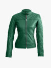 Women Green Quilted Jacket
