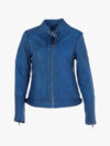 Women’s Blue Biker Jacket Leather
