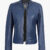 Women's Blue Biker Style Leather Jacket